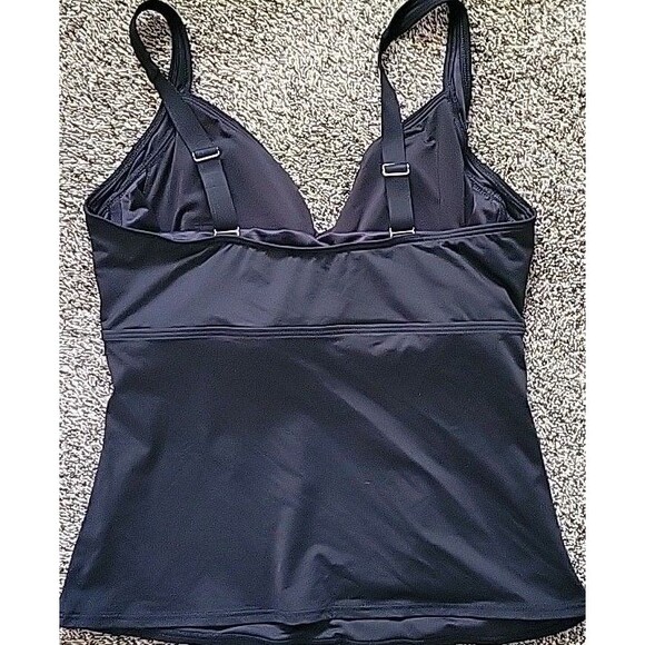 Swim Top Black 16 DDD Wrap Front Solid Lands End Women's Adjustable Straps S301 - Picture 3 of 8